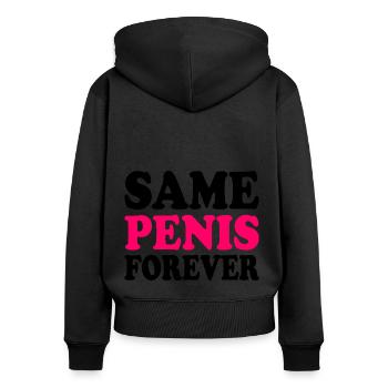 Same penis forever - Frauen Premium Bio Zip Hoodie - Schwarz - Hinten - Julia (174cm)