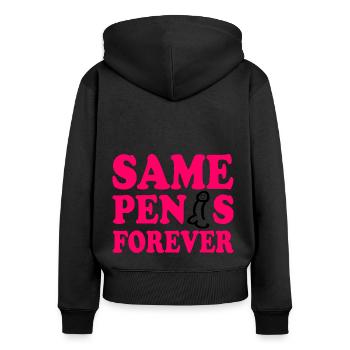 Same penis forever - Frauen Premium Bio Zip Hoodie - Schwarz - Hinten - Julia (174cm)