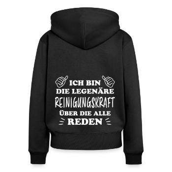 Reinigungskraft Spruch Haushalt Putzfrau Geschenk - Frauen Premium Bio Zip Hoodie - Schwarz - Hinten - Julia (174cm)