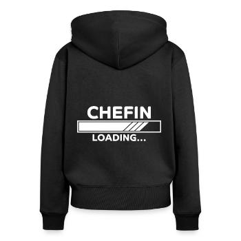 Chefin Spruch Familie Beruf Lustig Chefin Geschenk - Frauen Premium Bio Zip Hoodie - Schwarz - Hinten - Julia (174cm)