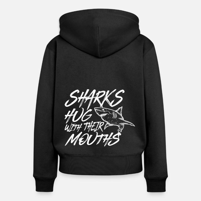Requins - Sweat à capuche zippé Premium bio Femme - noir