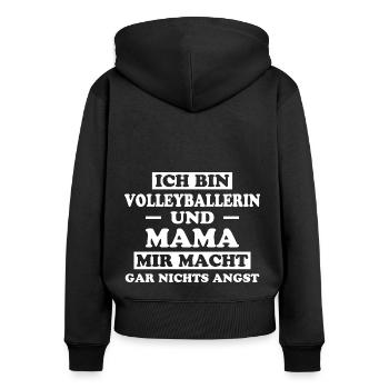 Volleyballerin Spruch Fun Beachvolleyball Geschenk - Frauen Premium Bio Zip Hoodie - Schwarz - Hinten - Julia (174cm)