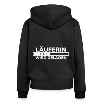 Läuferin Spruch Laufen Lustiges Läuferin Geschenk - Frauen Premium Bio Zip Hoodie - Schwarz - Hinten - Julia (174cm)