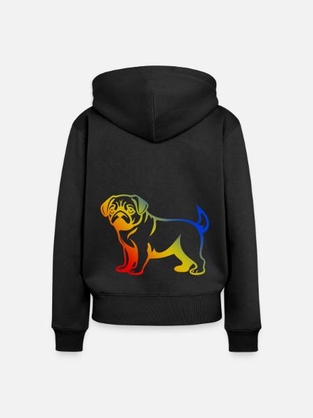 Pug Hund - Frauen Premium Bio Zip Hoodie - Schwarz