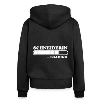 Schneiderin Spruch Lustiges Schneiderin Geschenk - Frauen Premium Bio Zip Hoodie - Schwarz - Hinten - Julia (174cm)