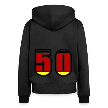 Maillot Allemagne numéro 50 - Sweat à capuche zippé Premium bio Femme - noir - Dos - Julia (174cm)