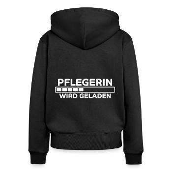 Pflegerin Spruch Pflegekraft Pflegerin Geschenk - Frauen Premium Bio Zip Hoodie - Schwarz - Hinten - Julia (174cm)