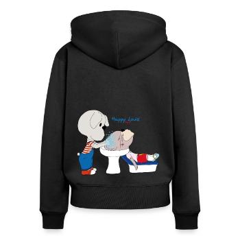 Happy Louis - SHAMPOING - Women's Premium Organic Zip Hoodie - black - Back - Julia (174cm)