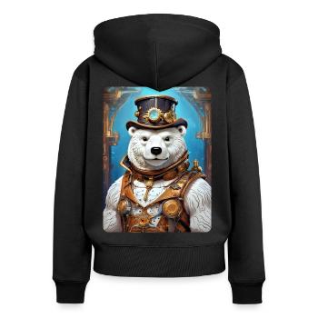 Steampunk Ice Bear 1.4 - Women's Premium Organic Zip Hoodie - black - Back - Julia (174cm)