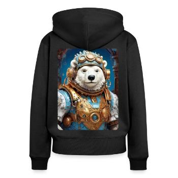 Steampunk Ice Bear 1.6 - Women's Premium Organic Zip Hoodie - black - Back - Julia (174cm)