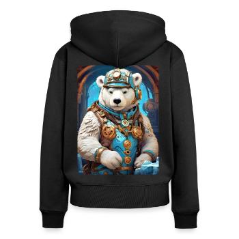 Steampunk Ice Bear 1.2 - Women's Premium Organic Zip Hoodie - black - Back - Julia (174cm)