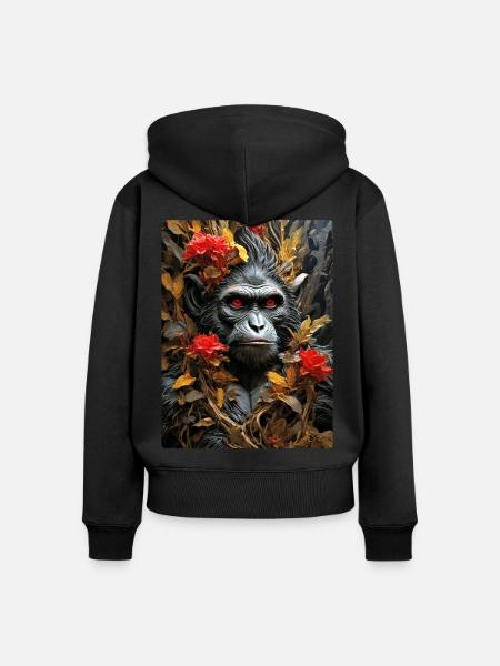 Gruselige Pflanzen Affe 1.10 - Frauen Premium Bio Zip Hoodie - Schwarz