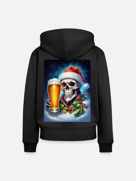 Weihnachten Skull Bier 1.8 - Frauen Premium Bio Zip Hoodie - Schwarz