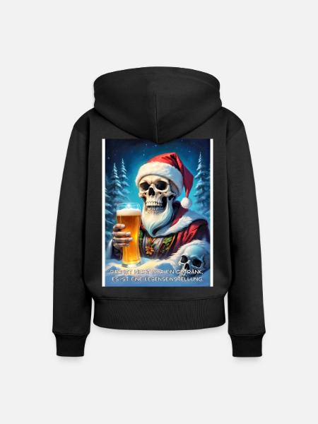 Weihnachten Skull Bier 2.6 - Frauen Premium Bio Zip Hoodie - Schwarz