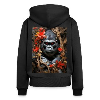 Spooky Plants Gorilla 1.10 - Women's Premium Organic Zip Hoodie - black - Back - Julia (174cm)