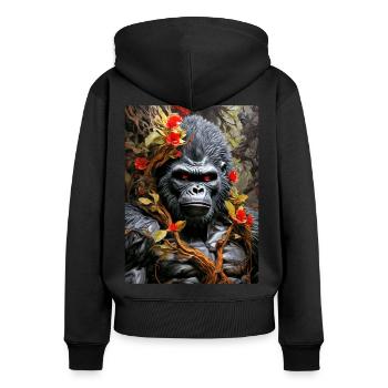 Spooky Plants Gorilla 1.12 - Women's Premium Organic Zip Hoodie - black - Back - Julia (174cm)