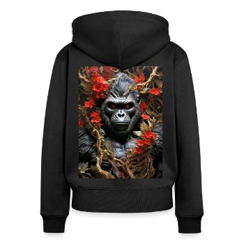 Spooky Plants Gorilla 1.11 - Women's Premium Organic Zip Hoodie - black - Back - Julia (174cm)