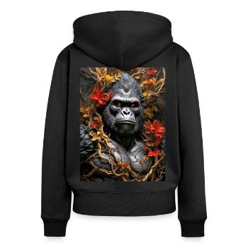 Spooky Plants Gorilla 1.4 - Women's Premium Organic Zip Hoodie - black - Back - Julia (174cm)