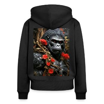 Spooky Plants Gorilla 1.14 - Women's Premium Organic Zip Hoodie - black - Back - Julia (174cm)