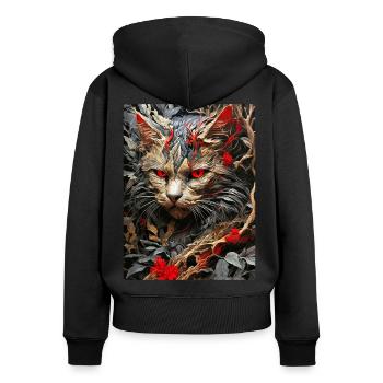Spooky Plants Cat 1.4 - Women's Premium Organic Zip Hoodie - black - Back - Julia (174cm)