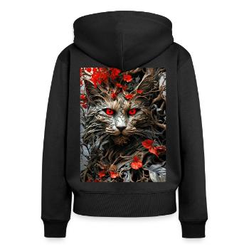 Spooky Plants Cat 1.6 - Women's Premium Organic Zip Hoodie - black - Back - Julia (174cm)