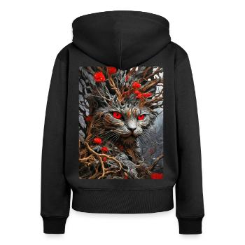 Spooky Plants Cat 1.7 - Women's Premium Organic Zip Hoodie - black - Back - Julia (174cm)