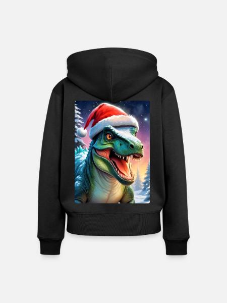 Winterlandschaft Dino 2.2 - Frauen Premium Bio Zip Hoodie - Schwarz