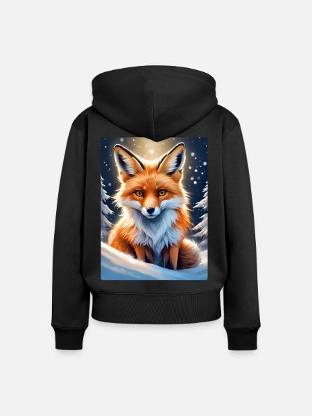 Winterlandschaft Fuchs 1.13 - Frauen Premium Bio Zip Hoodie - Schwarz