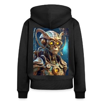 Steampunk Alien 1.4 - Frauen Premium Bio Zip Hoodie - Schwarz - Hinten - Julia (174cm)