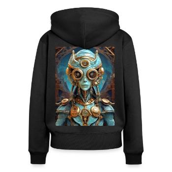 Steampunk Alien 1.12 - Frauen Premium Bio Zip Hoodie - Schwarz - Hinten - Julia (174cm)