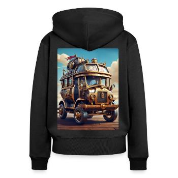 Steampunk Automobile 1.14 - Frauen Premium Bio Zip Hoodie - Schwarz - Hinten - Julia (174cm)