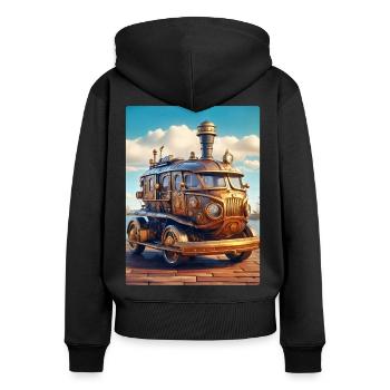 Steampunk Automobile 1.1 - Frauen Premium Bio Zip Hoodie - Schwarz - Hinten - Julia (174cm)