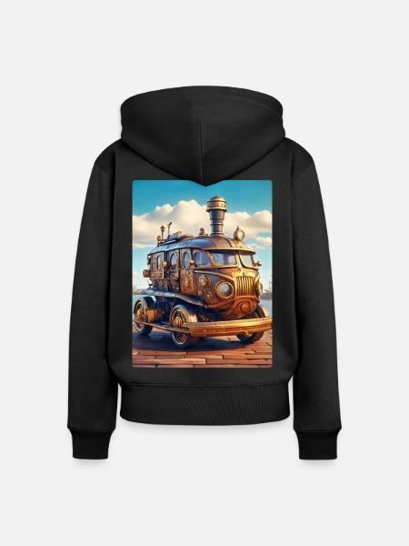 Steampunk Automobile 1.1 - Frauen Premium Bio Zip Hoodie - Schwarz