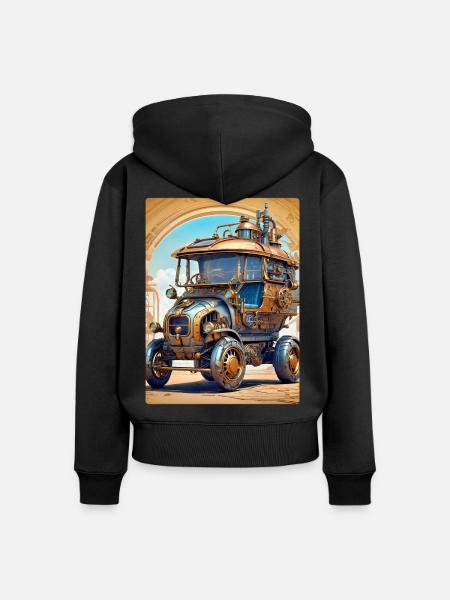Steampunk Automobile 1.3 - Frauen Premium Bio Zip Hoodie - Schwarz