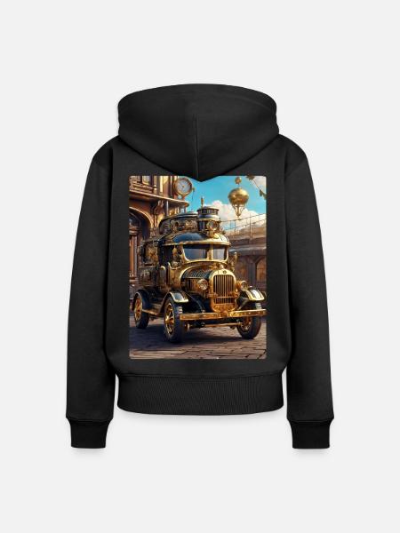 Steampunk Automobile 1.8 - Frauen Premium Bio Zip Hoodie - Schwarz