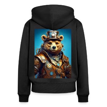 Steampunk Bear 1.4 - Women's Premium Organic Zip Hoodie - black - Back - Julia (174cm)