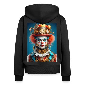 Clown Steampunk 1.4 - Sweat à capuche zippé Premium bio Femme - noir - Dos - Julia (174cm)