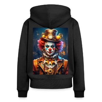 Clown Steampunk 1.23 - Sweat à capuche zippé Premium bio Femme - noir - Dos - Julia (174cm)