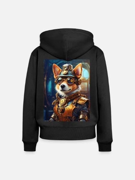 Steampunk Hund 1.7 - Frauen Premium Bio Zip Hoodie - Schwarz