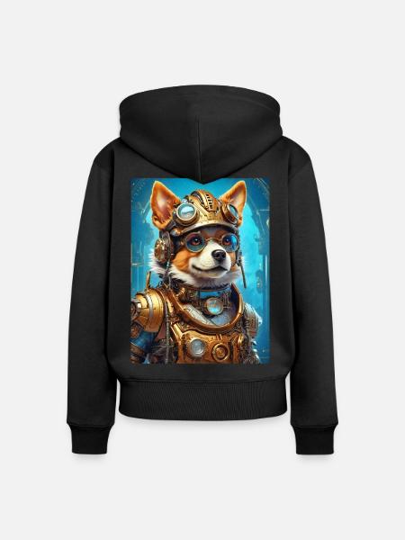 Steampunk Hund 1.21 - Frauen Premium Bio Zip Hoodie - Schwarz