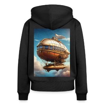 Steampunk Luftschiff 1.3 - Frauen Premium Bio Zip Hoodie - Schwarz - Hinten - Julia (174cm)