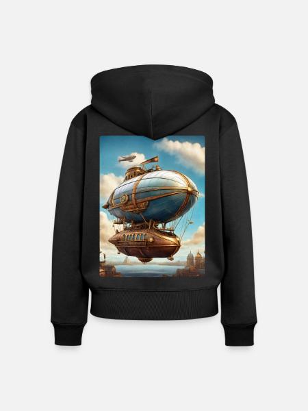 Steampunk Luftschiff 1.10 - Frauen Premium Bio Zip Hoodie - Schwarz