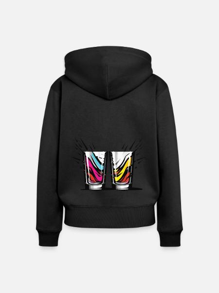 Tequila Glas - Frauen Premium Bio Zip Hoodie - Schwarz