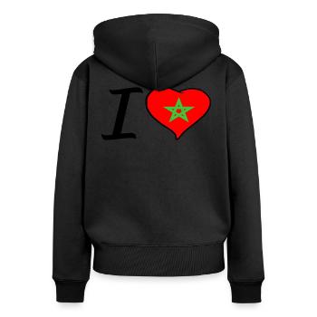 Ich Liebe Marokko Herz - Frauen Premium Bio Zip Hoodie - Schwarz - Hinten - Julia (174cm)