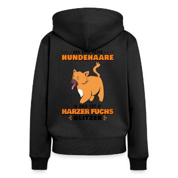 Harzer Fuchs altdeutscher Hütehund - Glitzer - Frauen Premium Bio Zip Hoodie - Schwarz - Hinten - Julia (174cm)