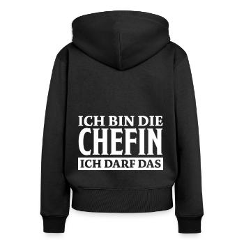 Chefin Spruch Familie Beruf Lustig Chefin Geschenk - Frauen Premium Bio Zip Hoodie - Schwarz - Hinten - Julia (174cm)