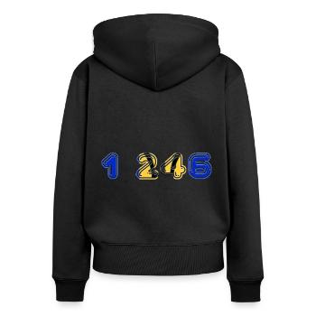 TEAM 1 246 BARBADE - Sweat à capuche zippé Premium bio Femme - noir - Dos - Julia (174cm)