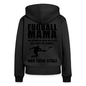Fussball Mama Stolz Sport Geschenkidee - Frauen Premium Bio Zip Hoodie - Schwarz - Hinten - Julia (174cm)