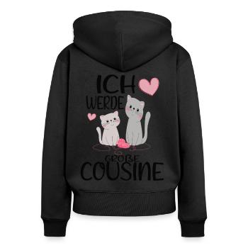 Cousine Ich werde große Cousine - Frauen Premium Bio Zip Hoodie - Schwarz - Hinten - Julia (174cm)