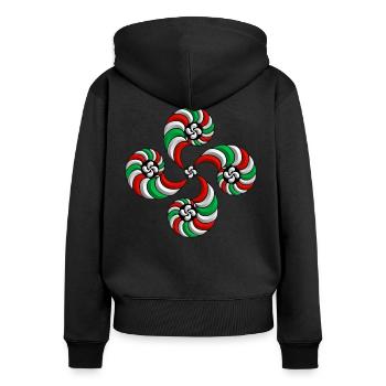 Lauburu croix Basque - Sweat à capuche zippé Premium bio Femme - noir - Dos - Julia (174cm)